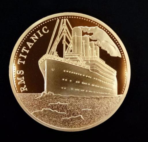 Titanic ship route gold-plated coins New commemorative coins Gold-plated commemorative coins Coin gifts