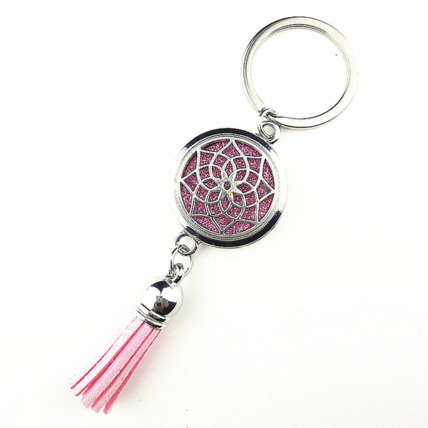 Mandala,Tree of Life, Dreamnet,Ethnic Style Essential Oil Diffuser Key Chain,Aromatherapy Perfume Locket Key Link with tassel pad party gift