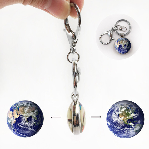 Blue Earth Keychain Earth Pattern Key Chain to Fashion Bags Car Keychain Bullion Glass Keychain