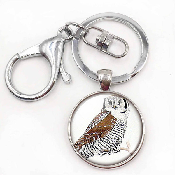 Owl Glass Dome Pendant High Quality Owl Keychains Jewelry Nature Keyrings Owl Pendant Christmas Gift for Childrens