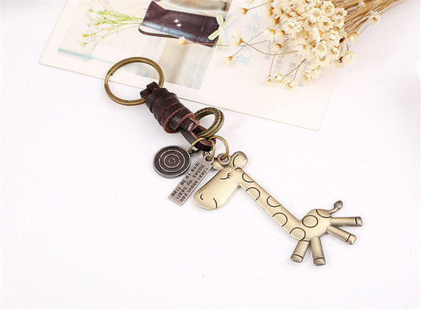 Giraffe Keychain Cartoon Animal Ciraffe Key Chain Keyring Letter Tag I Feel About you Keychain Designer Jewelry fashion Drop Ship