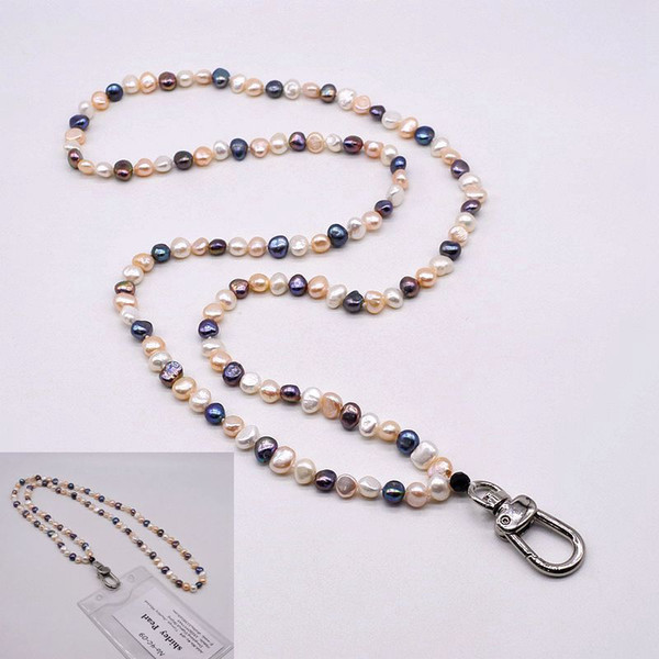 Colorful pearl work card sling. Natural colored baroque pearl. Male and female handmade pearl work card chain. free delivery