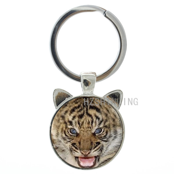 TAFREE Handmade Glass Dome Cat And Tiger Keychain Lovely Yawning Cat Scottish Fold Key Chain Ring Holder New Women Animal CN790