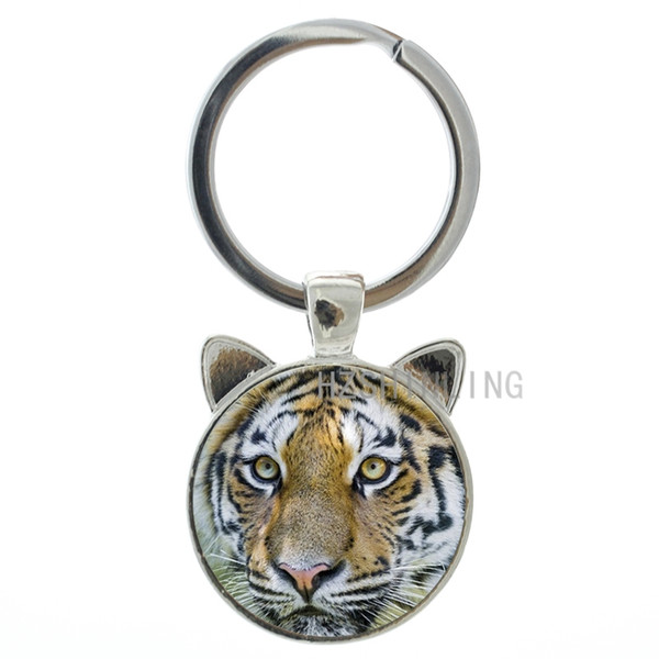 TAFREE Wild Tiger Keychain Exquisite Trendy Antique Bronze Plated Key Chain Car Keyring Key Holder Men Women Jewelry Gifts CN457