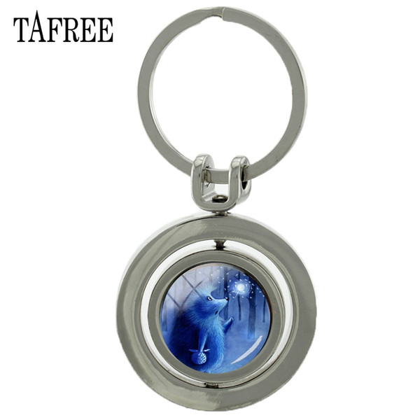 TAFREE Hedgehog In The Fog Revolving Pendant Keychain Hot Sell Fashion Key Chain Statement Rotatable Key Ring Gifts Jewelry H228