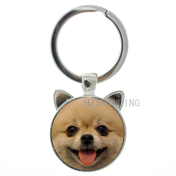 TAFREE Cute Smiling Pomeranian Keychain Wheaten Terrier Schnauzer Keyring Miniature Dog Key Chain Ring Holder Animal Gifts CN780