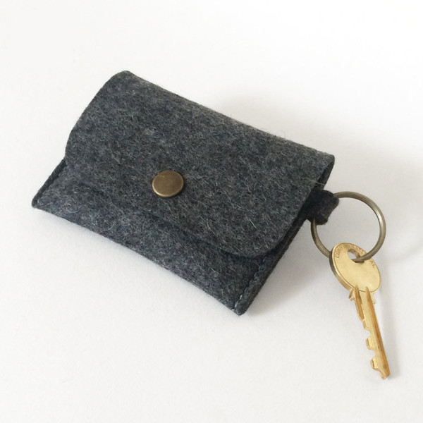 Felt Card Holder Key Fob Pouch Key Rings Credit Card Coin Purse Portable Felt Card Holder Key Charm Mini Wallet