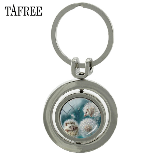 TAFREE Hedgehog Revolving Pendant Keychain Fashion Attractive Men Women Key Chain Key Ring Gift Trendy Jewelry For Car Bags H244