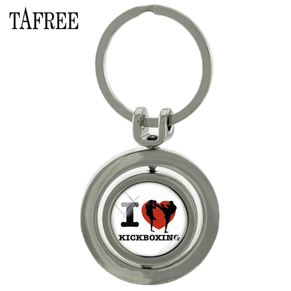 TAFREE I LOVE KICKBOXING Revolving Pendant Keychain Hot Sell Trendy Key Chain Key Ring Gift For Car Bags Keyholder Jewelry SP243