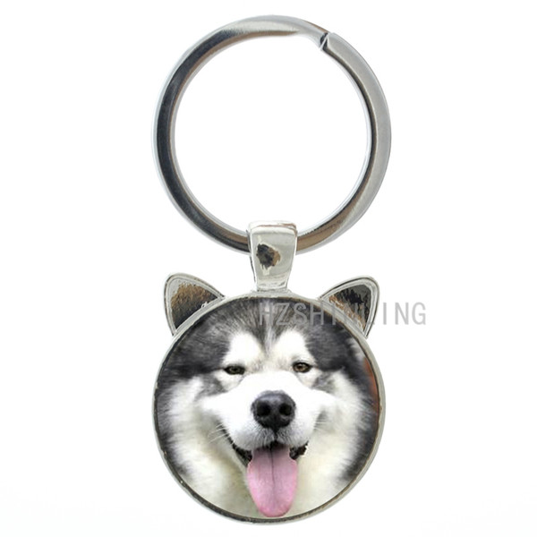 TAFREE New Trendy handmade dog keychain Happy Alaskan Malamute Pug Husky key chain ring holder vintage men women keyring CN746