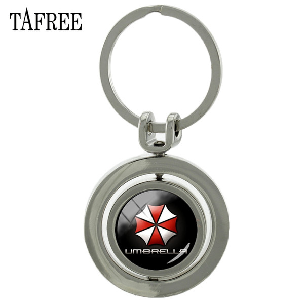 TAFREE Resident Evil Umbrella Revolving Pendant Keychain Trendy New Fashion Metal Pendant Key Chain Keyring Car Key Jewelry CT71