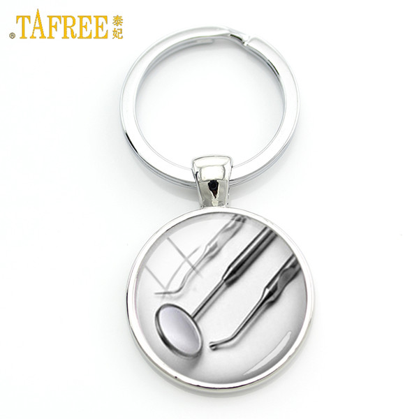 TAFREE Oral hygienist gift dentist medical equipment keychain fashion simple style doctor charms key chain ring jewelry KC156