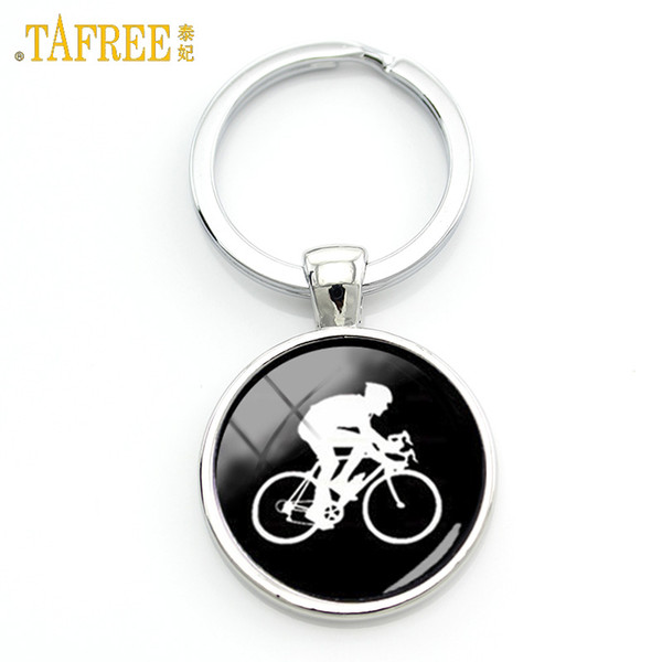 TAFREE casual sports cyclist keychain minimalist cycling silhouette art key chain bicycle bike sportsmen gifts jewelry KC353