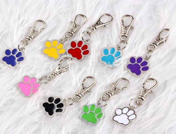 Vintage Silver ENAMEL Dog Palm Print Keychain Pet Dog Cat ID Card Tags For Keys Car Bag Key Rings Handbag Couple Key Chains Gift Jewelry HOT