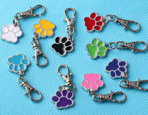 Enamel Cat Dog Bear Keychain Dog Paw Print Keyring Vintage Silver For Keys Car Creative Gift Lovers key Chains Handbag Bag Jewelry 50PCS