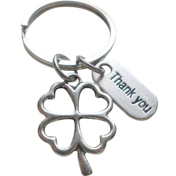 Thank You Four-leaf Clover Keychain For Keys Car Bag Key Ring Handbag Party Couple Key Chains Jewelry Gifts Crafts Accessories