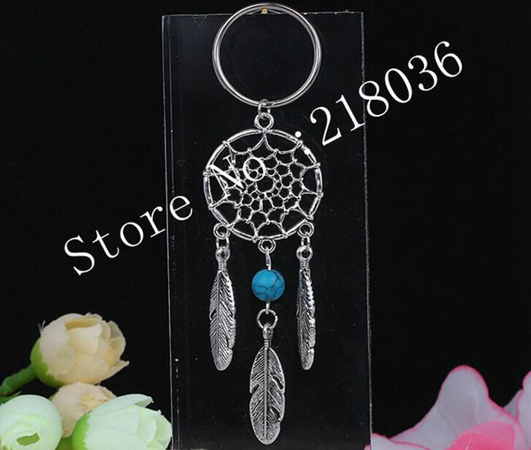 50PCS Vintage Silver Dream Catcher Turquoise&Opal Charms HandBag Keychain Key Chain Jewelry For keys Car Key Rings Gift DIY Accessories U37