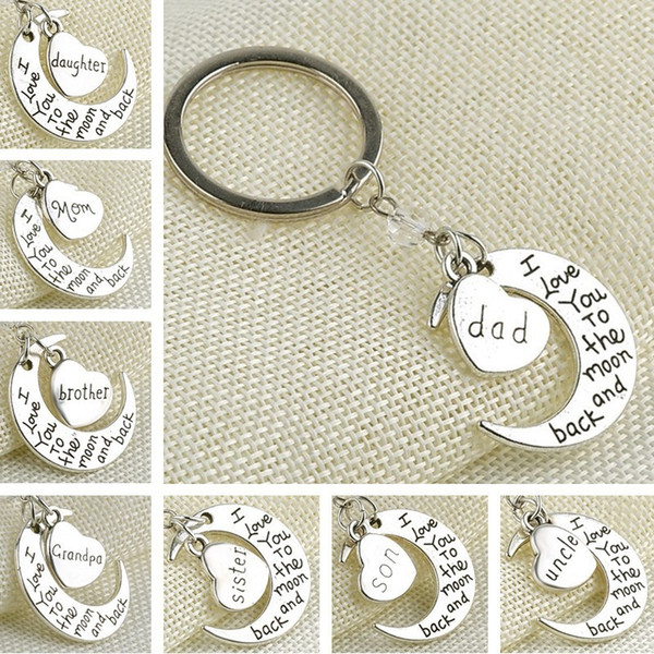 Statement Fashion Jewelry Keychain I Love You Dad Mom Grandma Son Daughter Letter Family Member keyring Couple Key Chains Gifts Accessories