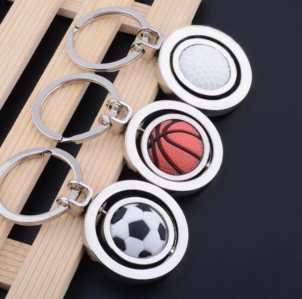 Rotatable Football Basketball Golf Ball Sports Keychain For Keys Car Bag Key Ring Handbag Couple Key Chains Gifts Accessories World Cup Fans