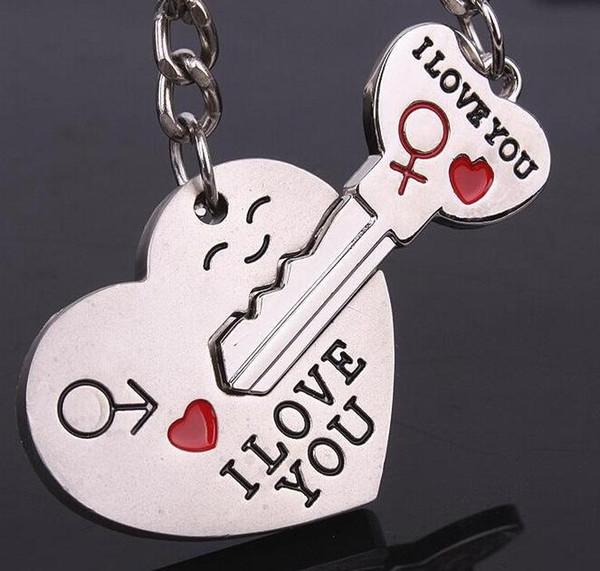 I LOVE YOU Letter Keychain Heart Key Ring For Keys Car Bag Silver Lovers Love Key Chain Souvenirs Valentine's Day Gif Key Chains