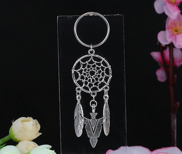 Arrow &Feather Charms KeyChain Ring Vintage Silver For Keys Car Bag Key Ring Handbag Couple Key Chains Gifts Jewelry Accessories 10PCS Q697