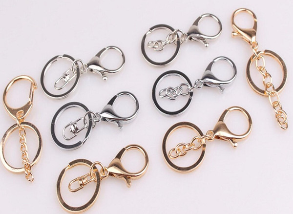 Silver/Gold Biger Lobster Clasp Tone Key Chains & Key Rings Round Split keychain Car Key Rings Blank Metal Keychains Jewelry Accessories