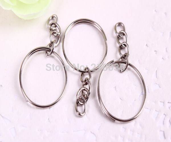 50 pcs Fashion Vintage Plated Silver Smooth Charms Keychain Fit DIY Car Key Chains Ring 25mm DIY Jewelry Findings L392