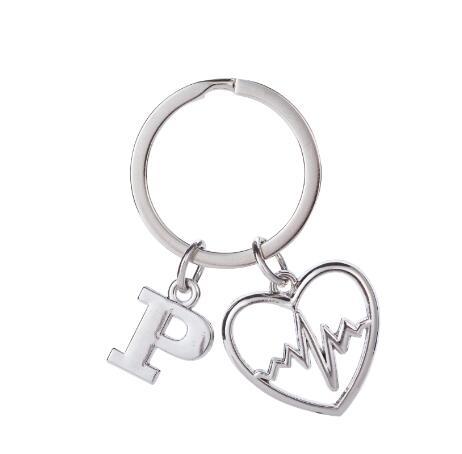 lemegeton Fishhook Wholesale Retail Fashion New Design Silver Color Heartbeat Heart Charm Custom Metal Silver Key Chain