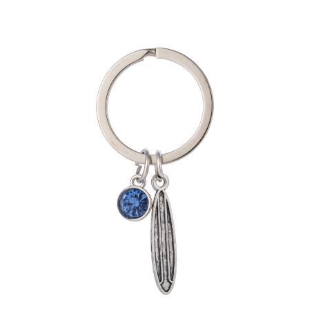 lemegeton Fishhook Blue Crystal Stone Surf Board Alloy Charm In Silver Custom Sport Key Chain Keychains