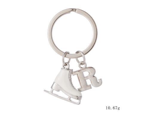 lemegeton Fishhook Wholesale Retail Fashion New Design Fashion Keychain Custom With Ice Skate And Letter R Shape