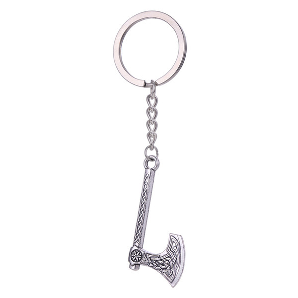 lemegeton Wholesale Zinc Alloy Retro Style Irish Knot Perun Axe Keyring and Religious Collier Gothic Jewelry Gift Keyholder