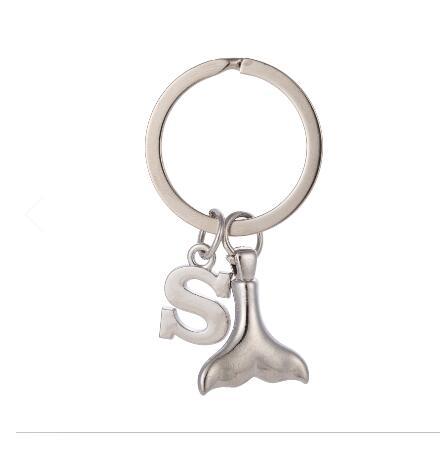 lemegeton Fishhook Wholesale Promotional Hot Sell Custom S Letter Whale Tail Keychain Metal Car Key Ring