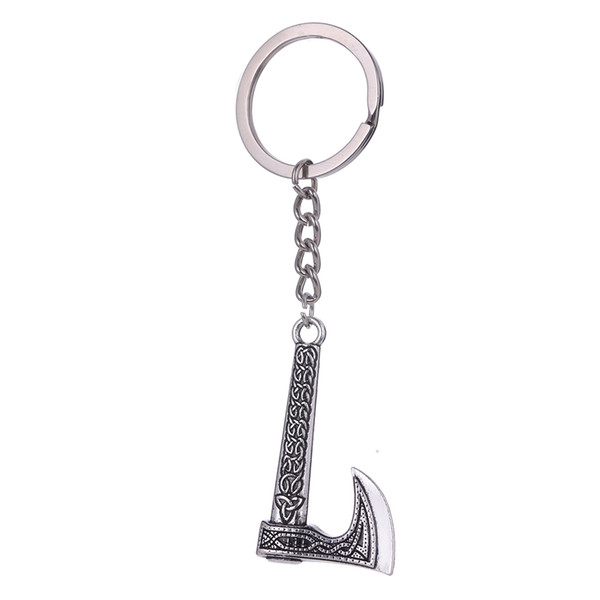 lemegeton Norse Viking Scandinavian Axe Pendant Zinc Alloy Keychain Vintage Warrior Courage Tailsman Keyring and Keychain Jewlery