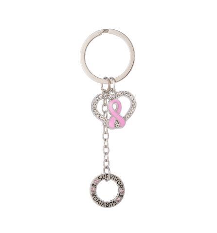 lemegeton Fishhook Wholesale Retail Fashion New Design Custom Letter Heart Shape Metal Material Pink Ribbon Keychain