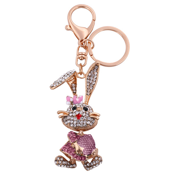 Lemegeton Wholesale Retail Fashion Newest Hotselling Dropshipping Custom Metal Material Crystal Rabbit Pendant Metal Cartoon Keychain