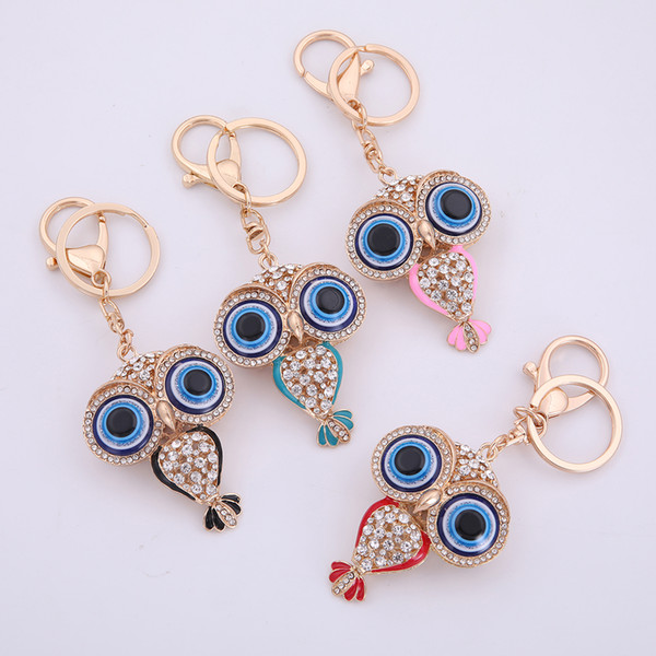 Lemegeton Retail Wholesale and Retail Rhinestone Animal Shaped Pendant Owl Keychain Rose Gold Color Personalized Accessories