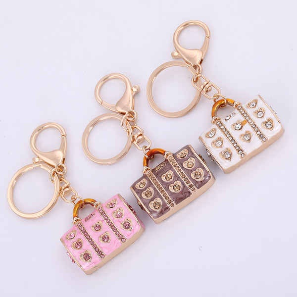 Lemegeton Wholesale Retail Fashion Wholesale China Supplier Crystal Custom Metal Material Handbag Pendant Keychain For Girl