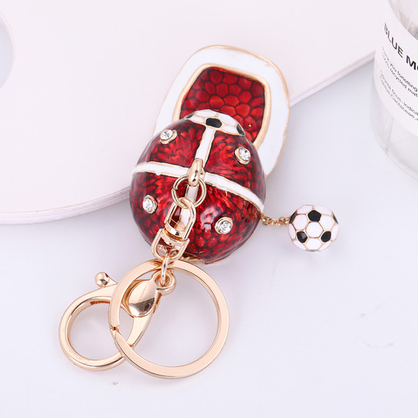 Lemegeton Newest Hotselling Dropshipping Fashionable Wholesale Retail Fashion Metal Material Luxury Red Baseball Cap Keychain Football