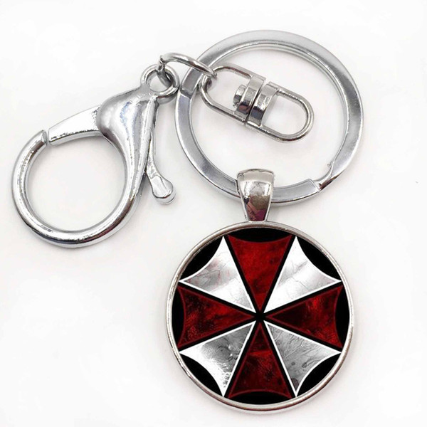 case for Resident Evil Umbrella art picture glass metal keychain vintage fashion men key chain ring holder for car