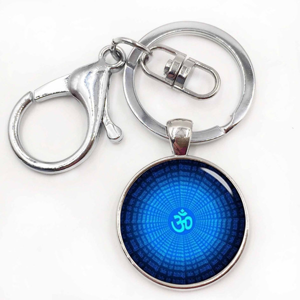 Om Ohm Aum Namaste Yoga Symbol key chain charming bright colorful om logo keychain pretty Indian style women jewelry gift