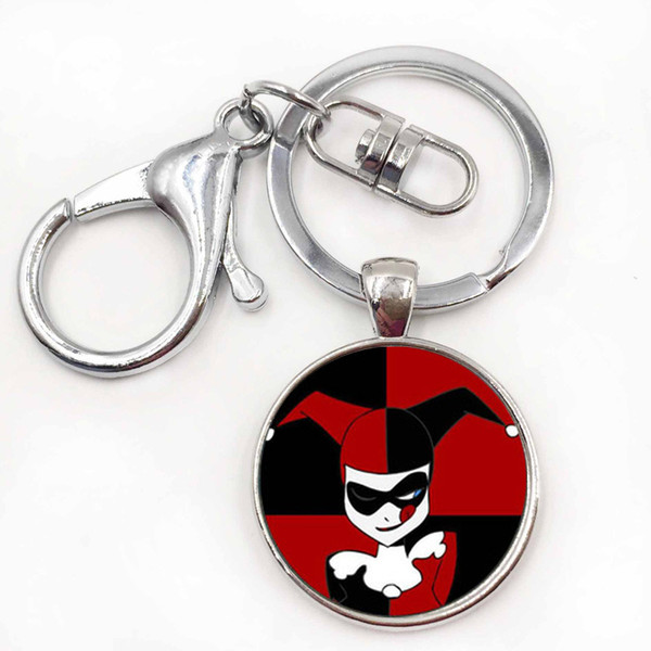 New Steampunk Harley Quinn Joker Women Statement Pendant Keychain Suicide Squad Keyring Best Friend Gift Free Shipping