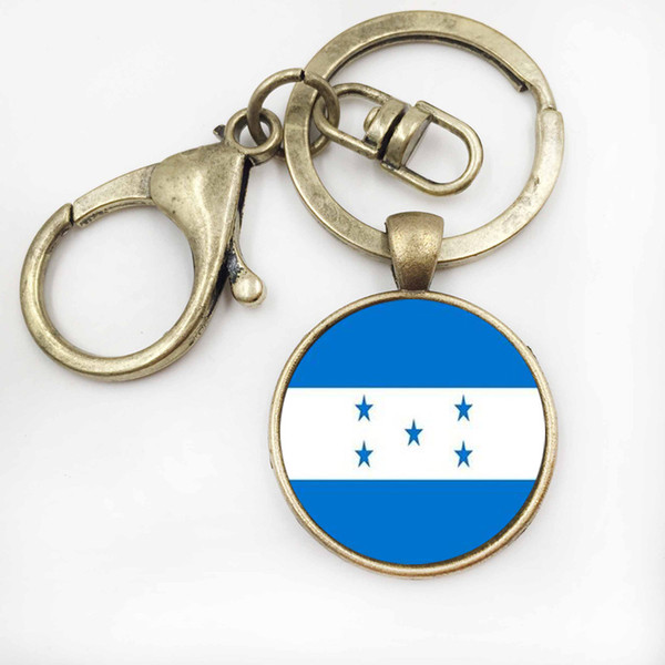 Unique Handmade Key Chain HondurasCroatia Flag Art Photo Keychain Round Glass Key Ring Jewelry Birthday Gift