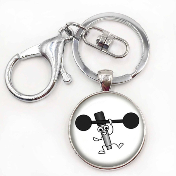 Brand retro vintage Weight Lifting silhouette keychain mens fitness sports key chain ring jewelry trendy cool gifts