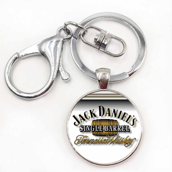 Vintage Glass Cabochon Bacardi Key Ring Dome Absolut Smirnoff Key Chain Jewelry Key Holder Jack Daniel Old NO 7 Whiskey