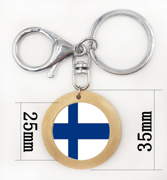 Finland Flag Car Keychain Jewelry Silver Color Glass Art Photo Flag Key Chain Packet key Ring For Men Gift