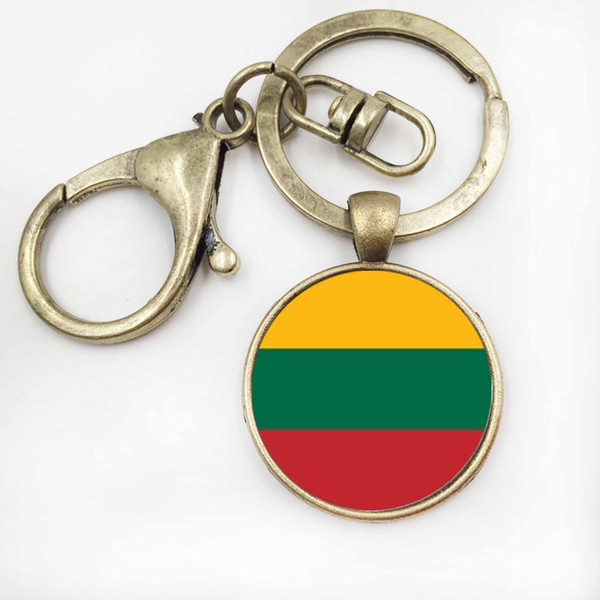 Trendy Handmade Key Chain LithuaniaLiechtenstein Flag Keychain Glass Cabochon Jewelry High Quality key Ring