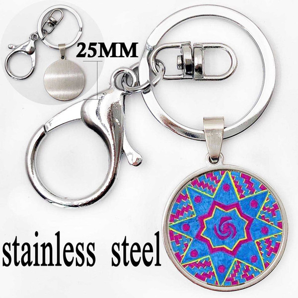 Fashion Women Handbag Keychain Yoga Chakra Spirital Glass Key Chain Mandala Key ring India Buddhist Meditation Jewelry