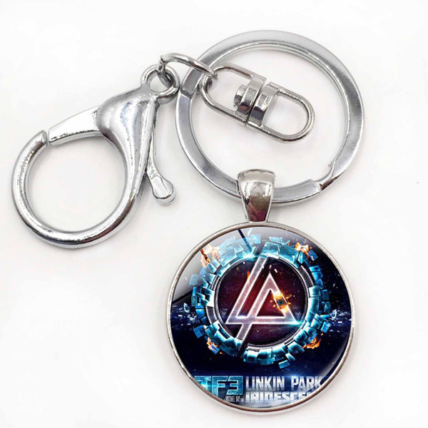 Rock Band Linkin Park Logo keychain Zinc Alloy Glass Retro Rock Keychain for Key for fans Fashion Statement Jewelry