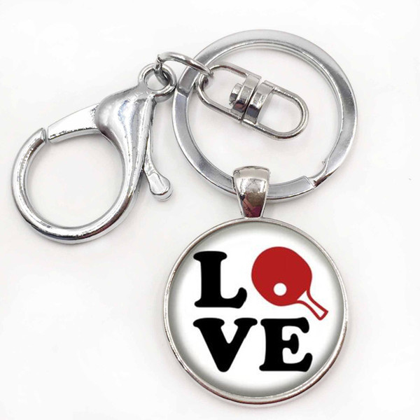 Brand Table Tennis Pingpong art keychain vintage popular casual athletic sports jewelry women men key chain ring