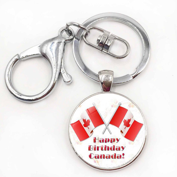 Canadian Flag Logo keychain Canada Day Celebration Keychains Silver Plated Charms Key ring Jewelry Father's Day Gift